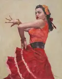 Bolero by Pál Fried, oil on canvas (unstretched), sold Sep 2020