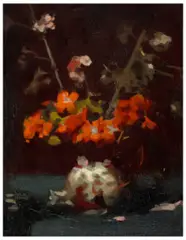 Untitled [Japonica] by Percy Leason, oil on canvas on cardboard, offered May 2023