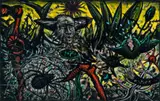 Spider and head by Peter Booth, 1994, pastel and watercolour on paper, sold Sep 2023