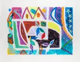 Sound of silence by Gillian Ayres, 1998, carborundum etching in colours with extensive hand-colouring, sold Sep 2023