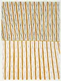 Pwoja Pukumani body paint design by Pedro Wonaeamirri, 2004, natural earth pigments with synthetic binder on paper, sold Sep 2023