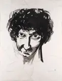 Self portrait at 36, comedown by Brett Whiteley, 1975, Verso: Seed pods and the tide coming in brush and ink on torn reassembled paper, sold Sep 2023