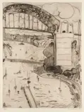 Sydney Harbour Bridge by Brett Whiteley, 1977, etching on paper, sold Oct 2023