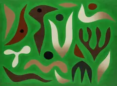 Spring Garden by John Coburn, 1971, oil on canvas on board, sold Oct 2023
