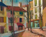 Place Du Tertre, Paris by Guy Grey-Smith, 1947, oil on canvas, sold Oct 2023