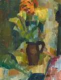 Still Life With Flowers by Guy Grey-Smith, 1946, VERSO: STREET SCENE oil on canvas, sold Oct 2023