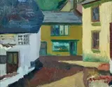 Village Scene, Cornwall by Guy Grey-Smith, 1945, oil on canvas on compressed card, sold Oct 2023