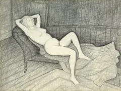 Study For ‘The Mertz Nude’ by John Brack, 1965, conté on paper, sold Oct 2023