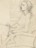 Seated Woman by Eveline Winifred Syme, pencil on paper, sold Oct 2023