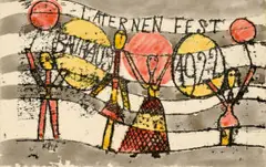 Laternenfest by Paul Klee, 1922, colour lithograph and watercolour on paper, offered Dec 2023