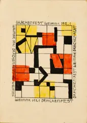 Drachenfest Weimar by Lothar Schreyer, 1921, lithograph and watercolour on paper, sold Dec 2023