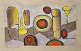 Cylinder And Cone Forms by Ludwig Hirschfeld-Mack, 1922, gouache on paper, sold Dec 2023