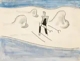 Skiing by Ludwig Hirschfeld-Mack, 1962, monotype and watercolour on paper, offered Dec 2023
