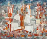 Abstract Forms by Ludwig Hirschfeld-Mack, 1964, oil on canvas, sold Dec 2023