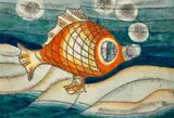 Fish by Ludwig Hirschfeld-Mack, 1960, monotype and watercolour on paper, offered Dec 2023