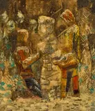 Snowman by Ludwig Hirschfeld-Mack, 1960, oil and tempera on canvas, offered Dec 2023