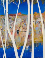 Shoalhaven Riverbank by Arthur Boyd, oil on board, sold Feb 2024