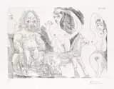 Char Romain Avec Vieil Athlète Ecuyère, Odalisque Et Spectateur by Pablo Picasso, 1968, Pl. 47 from The 347 Series etching on BFK Rives, sold Feb 2024