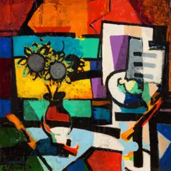 Les Soleils by Claude Venard, c.1988, oil on canvas, sold Feb 2024