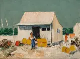 Settler’S Hut, Broome by Sali Herman, 1967, oil on canvas, sold Feb 2024