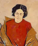 Portrait Of A Woman In Red by Arnold Shore, 1931, oil on canvas, sold Feb 2024