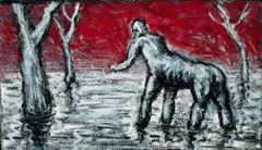 Centaur by Peter Booth, c.1988, oil pastel on paper, sold Feb 2024