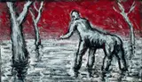 Centaur by Peter Booth, c.1988, oil pastel on paper, sold Feb 2024