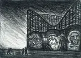 Luna Park by Peter Booth, c.1988, charcoal on paper, sold Feb 2024