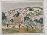 Chapelle by Yves Brayer, Lithographie en couleur, sold Feb 2024