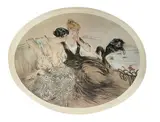 Fishing (1923). (Cat. Rais. N°181) by Louis Icart, Eau-forte et aquatinte en couleur, sold Feb 2024