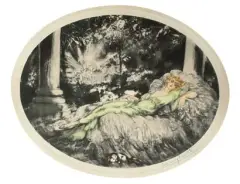 Sleeping beauty (1927) (Cat. Rais. N°323) by Louis Icart, Eau-forte et aquatinte en couleur, sold Feb 2024