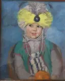 Portrait d'enfant au turban by Renée Mourgue Vaquier, Pastel, sold Jan 2024