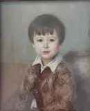 Portrait d'enfant au gilet marron by Renée Mourgue Vaquier, Pastel, sold Jan 2024
