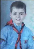 Portrait d'enfant en costume de scout by Renée Mourgue Vaquier, 1920, Pastel, sold Jan 2024