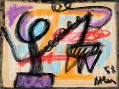 Composition by Jean-Michel Atlan, 1953, Pastel, sold Jun 2014