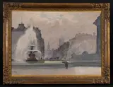 Trafalgar square by Gaston Béthune, Aquarelle, sold Apr 2025