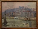 Lyon, La passerelle Saint-Georges et la Saône by Hippolyte Madeleine, Aquarelle, sold Sep 2025