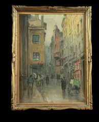 Ruelle dans le vieux Lyon by Yvonne Récamier, Aquarelle et encre (lavis) sur traits de mine de plomb, sold Sep 2025