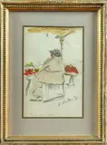 La marchande de légume du marché du quai Saint-Antoine by Auguste Vuillemot, Gouache, lavis d'encre et mine de plomb, sold Sep 2025