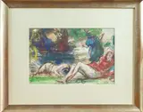 La sieste by René Thomsen, Aquarelle gouachée, sold Sep 2025