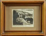 Paysage à l'église et au pont by Pierre Combet-Descombes, Monotype en noir, sold Sep 2025