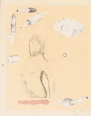 Sans titre by Joël Kermarrec, Technique mixte et collage sur papier millimétré, sold Sep 2023