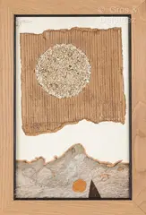 Composition solaire by Antonio Guansé, 1981, Technique mixte et collage sur panneau signée et datée en haut à gauche, sold Mar 2025