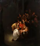 La Circoncision du Christ by Lucas van de Kaey, Panneau de chêne, quatre planches, renforcé, sold Jun 2025