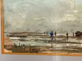 Pécheurs de coquillage à marée basse by Louis Henry Lemirre, Aquarelle gouachée sur aquarelle ou carton signée et titré, le côtier ? en bas à gauche ;, sold May 2025