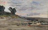 Bord de mer by Eugène Boudin, 1869, Aquarelle double face, sold Apr 2025