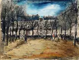 La place des Vosges by Maurice de Vlaminck, Encre et gouache, sold Apr 2025