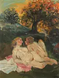 Couple nu dans un paysage by Walter Spitzer, Toile, sold Apr 2025