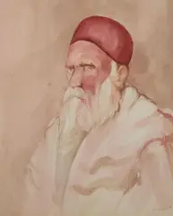 Portrait d'un sage by Victor Sarfati, Aquarelle sur traits de crayon, sold Apr 2025
