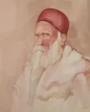 Portrait d'un sage by Victor Sarfati, Aquarelle sur traits de crayon, sold Apr 2025